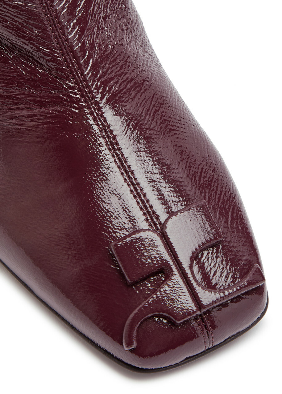 Courrèges Reedition Crinkled Vinyl Ankle Boots Burgundy
