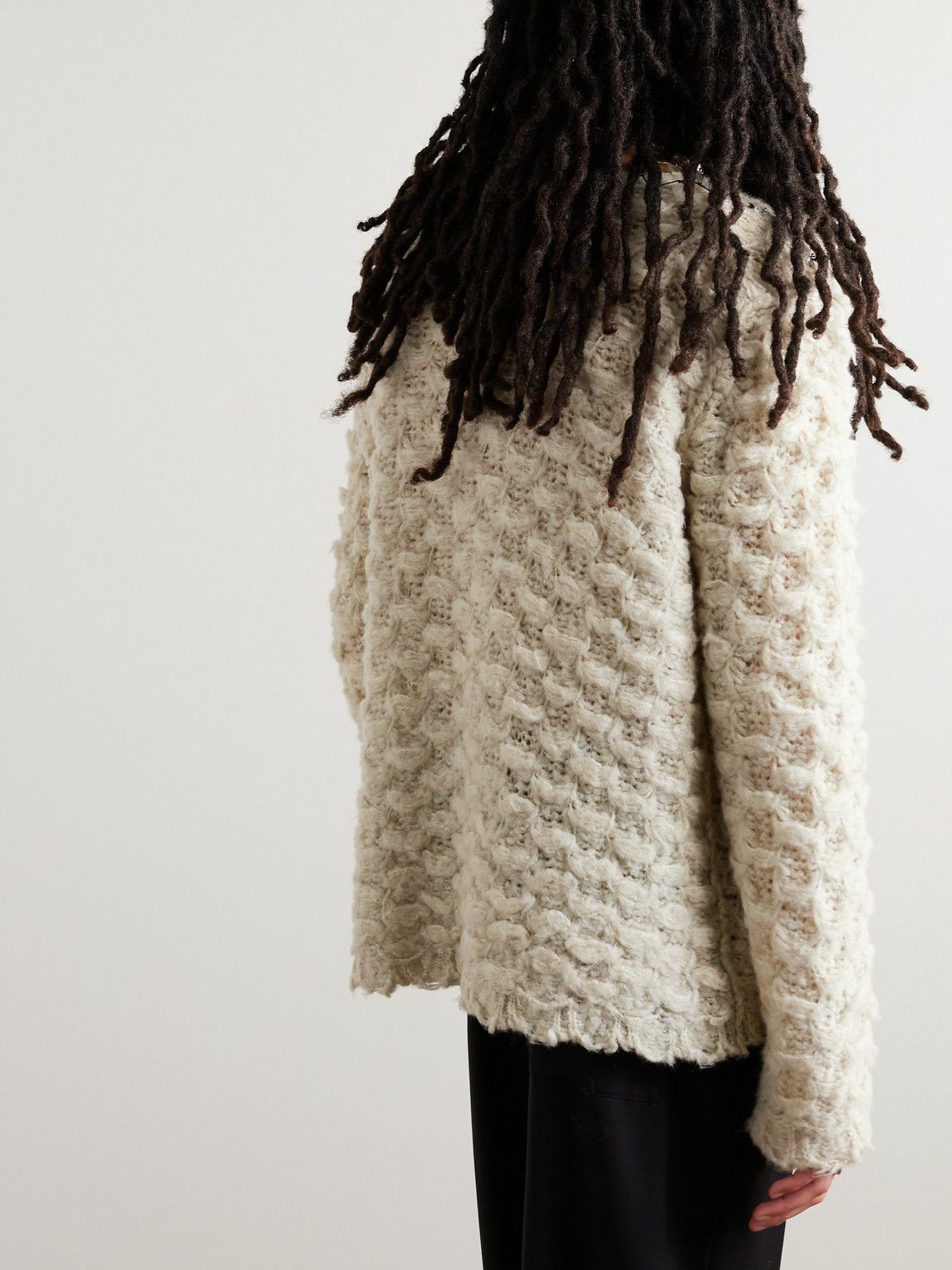 Acne Studios - Distressed Lamé-Trimmed Waffle-Knit Sweater