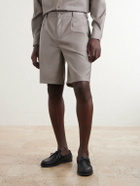 Frescobol Carioca - Serano Pleated Wool Shorts - Brown