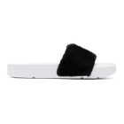 Baja East Black and White Fila Edition Shearling Drifter Slides