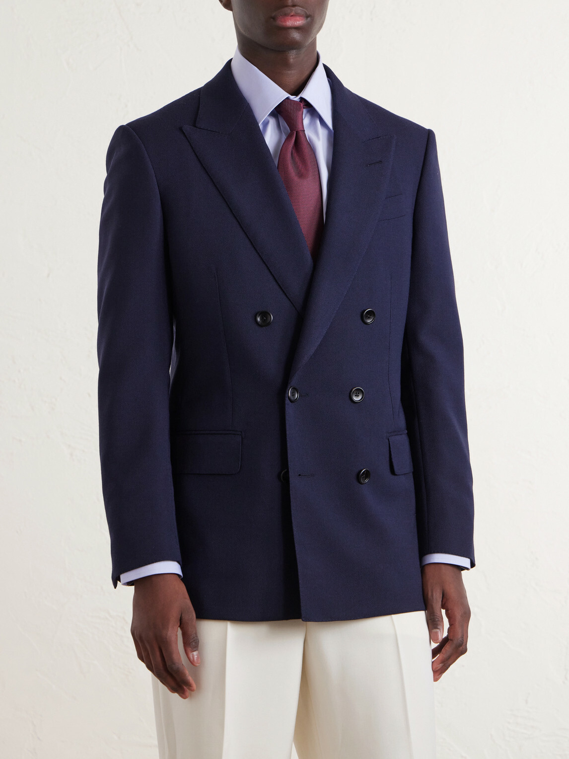 TOM FORD - Atticus Double-Breasted Wool and Mohair-Blend Blazer - Blue