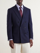 TOM FORD - Atticus Double-Breasted Wool and Mohair-Blend Blazer - Blue