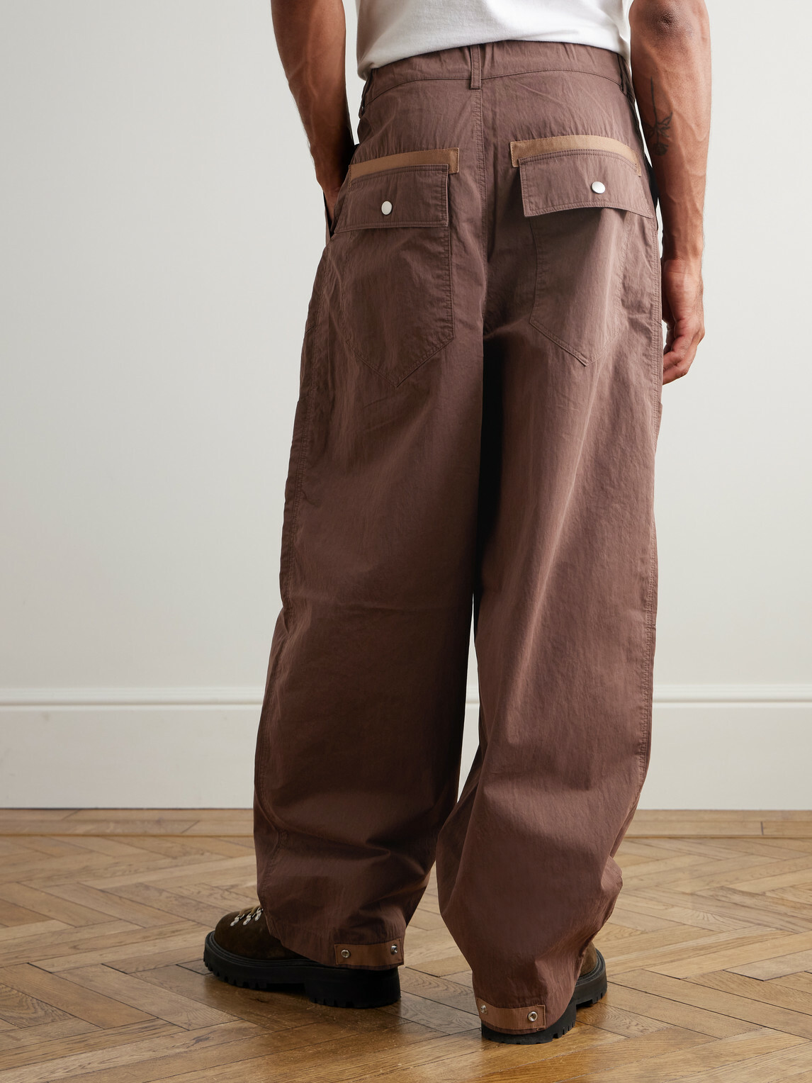 FrizmWORKS - Fold Fatigue Tapered Cotton-Blend Canvas Cargo Trousers - Brown
