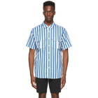 Levis Blue and White Striped Two Pocket Relaxed Safari Short Sleeve Shirt
