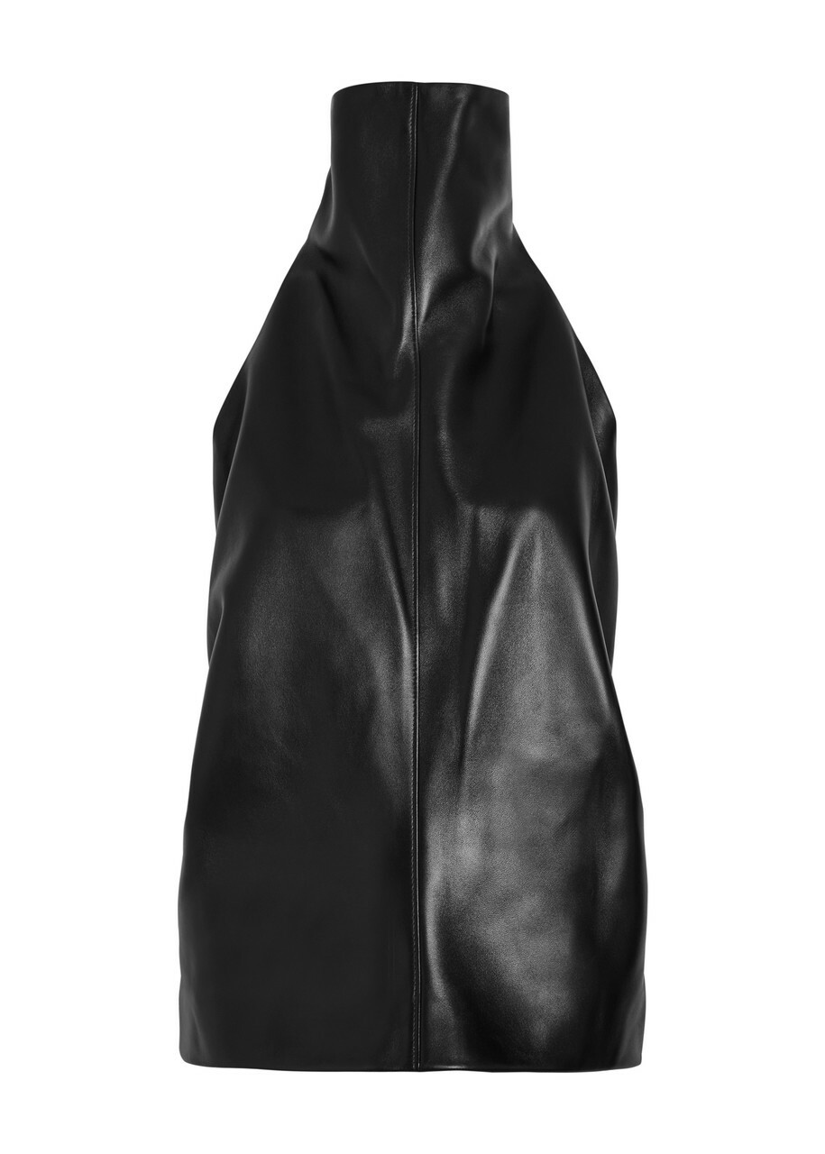 Khaite Rone Draped Leather top Black