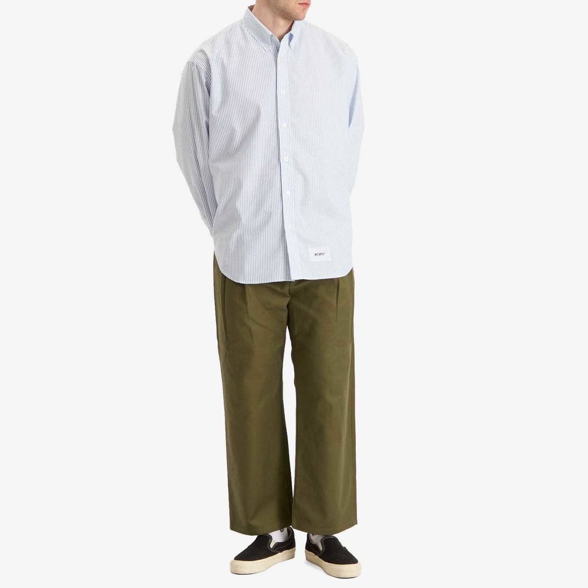 WTAPS Men's Two Tuck Wide Trousers in Olive Drab WTAPS