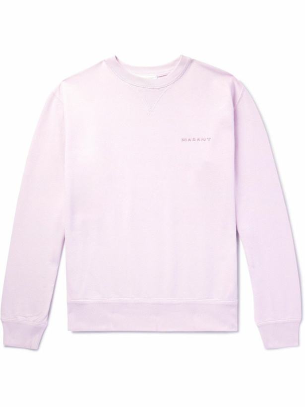 Photo: Marant - Mikis Logo-Embroidered Cotton-Blend Jersey Sweatshirt - Pink