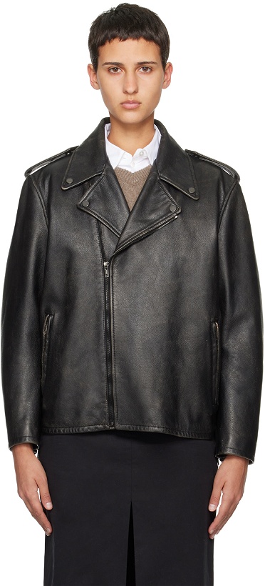 Photo: The Row Black Catilina Leather Jacket