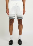 Casablanca Logo-appliquéd Crochet-knit Cotton Shorts White And Grey