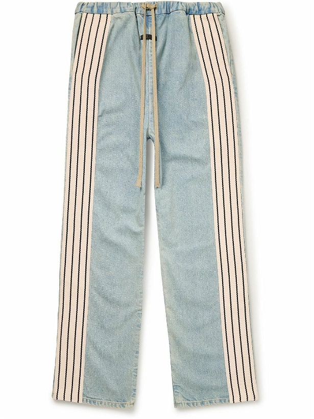 Photo: Fear of God - Forum Straight-Leg Striped Canvas-Trimmed Drawstring Jeans - Blue