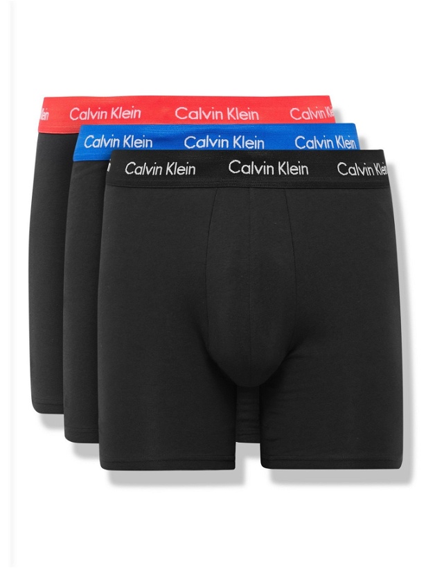 Photo: CALVIN KLEIN UNDERWEAR - Three-Pack Stretch-Cotton Boxer Briefs - Black - M