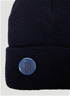 Badge Beanie Hat in Blue