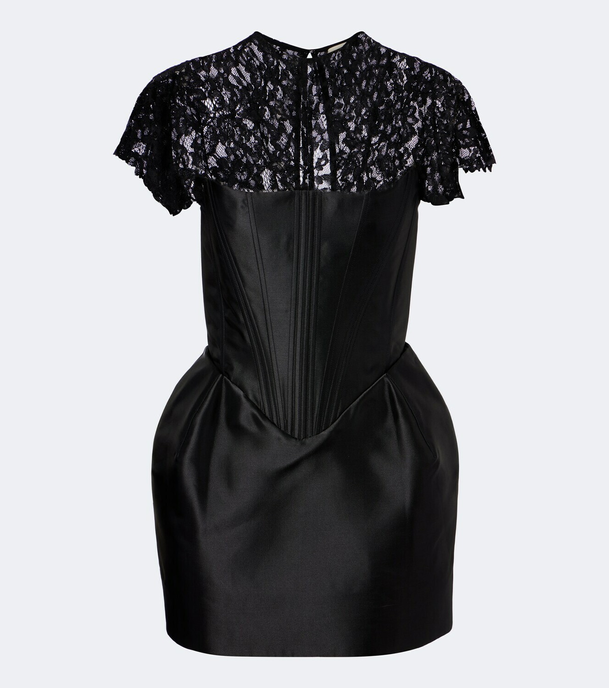 De La Vali Catalina satin and lace bustier minidress