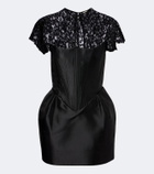De La Vali Catalina satin and lace bustier minidress