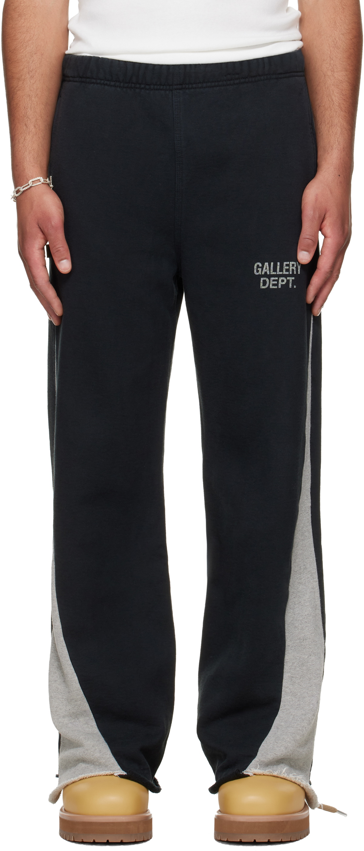 Gallery Dept. Black & Gray Twisted Leg Flare Sweatpants