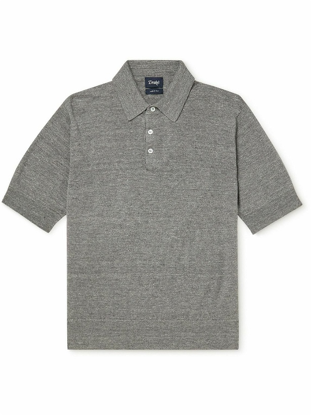 Photo: Drake's - Linen and Cotton-Blend Polo Shirt - Gray