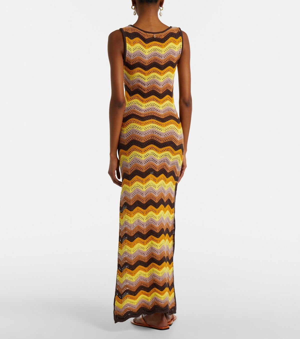 Bananhot Charli chevron crochet cotton-blend maxi dress