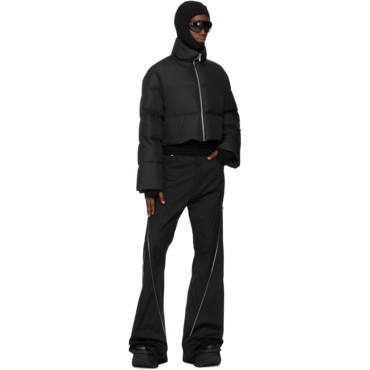 Rick Owens Moncler + Rick Owens Black Cropped Cyclopic Down Jacket