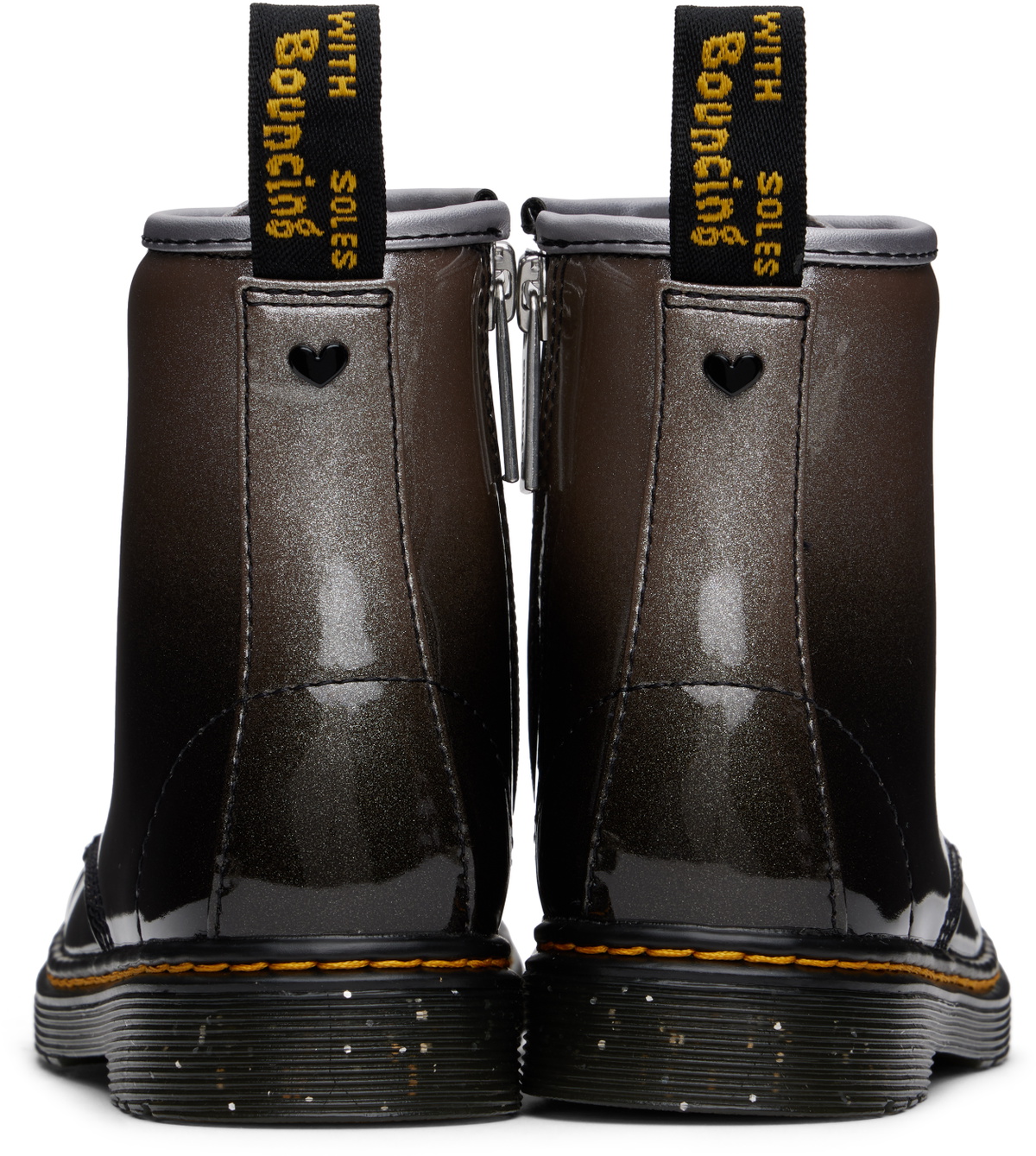 Dr Martens 1460 T Black and Silver Glitter Gradient  Dr. Martens Kids Boots in Black and Silver main image 2