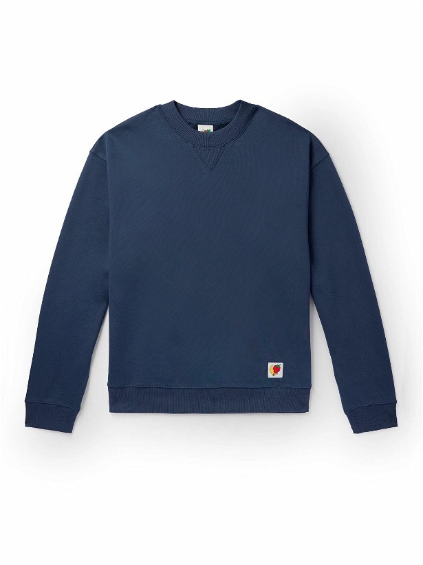 Photo: SKY HIGH FARM - Logo-Appliquéd Organic Cotton-Jersey Sweatshirt - Blue