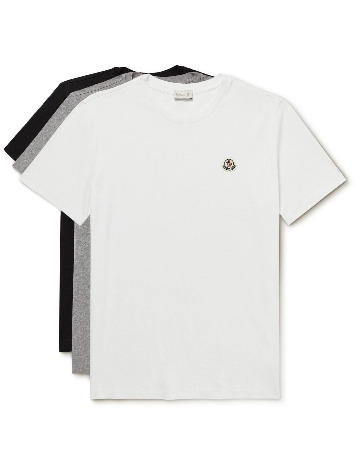 Logo Cotton Jersey T Shirt in Black - Moncler