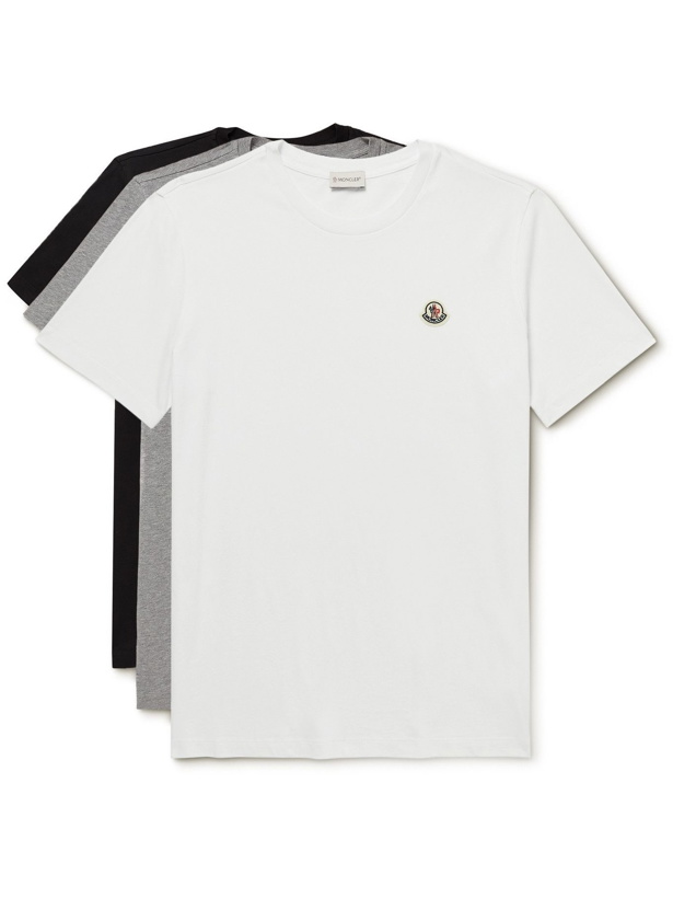 Photo: Moncler - Three-Pack Logo-Appliquéd Cotton-Jersey T-Shirts - Multi