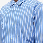 Comme des Garçons Homme Men's Back Logo Striped Shirt in Blue/Navy/White