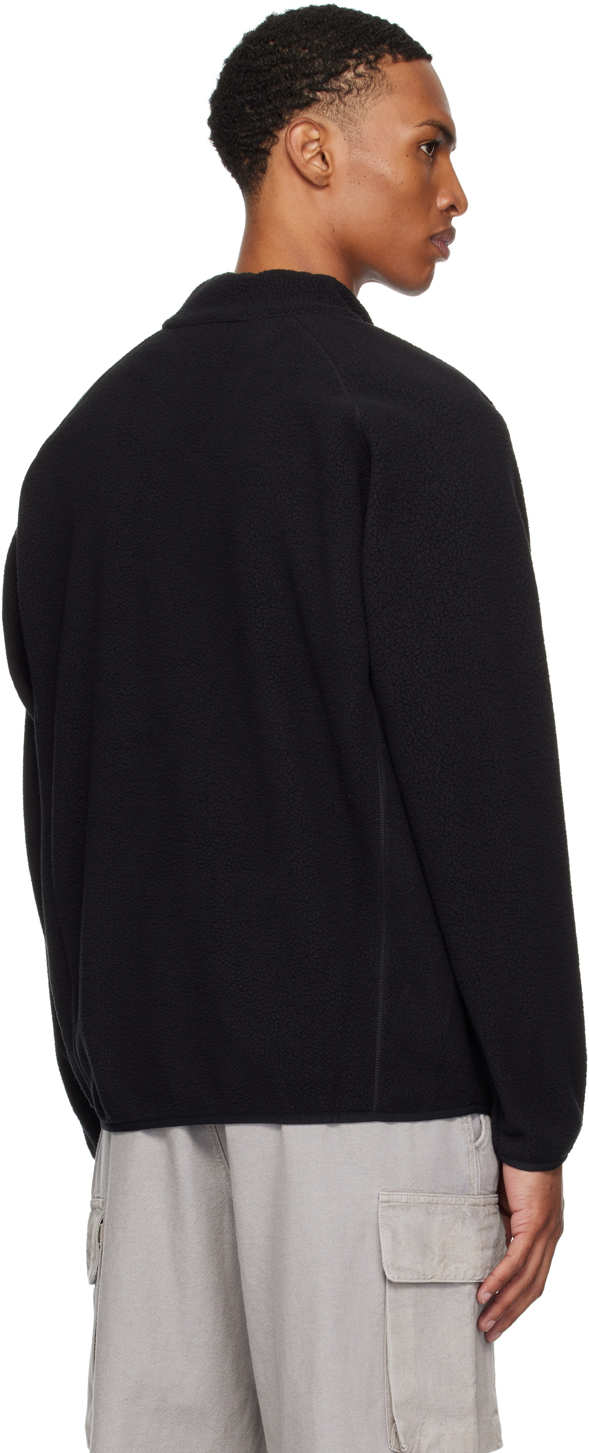 ROA Black Polartec Fleece Button Up Sweater