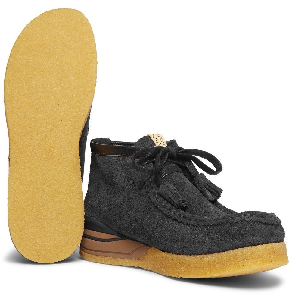 visvim - Beuys Trekker Folk Leather-Trimmed Suede Boots - Black Visvim