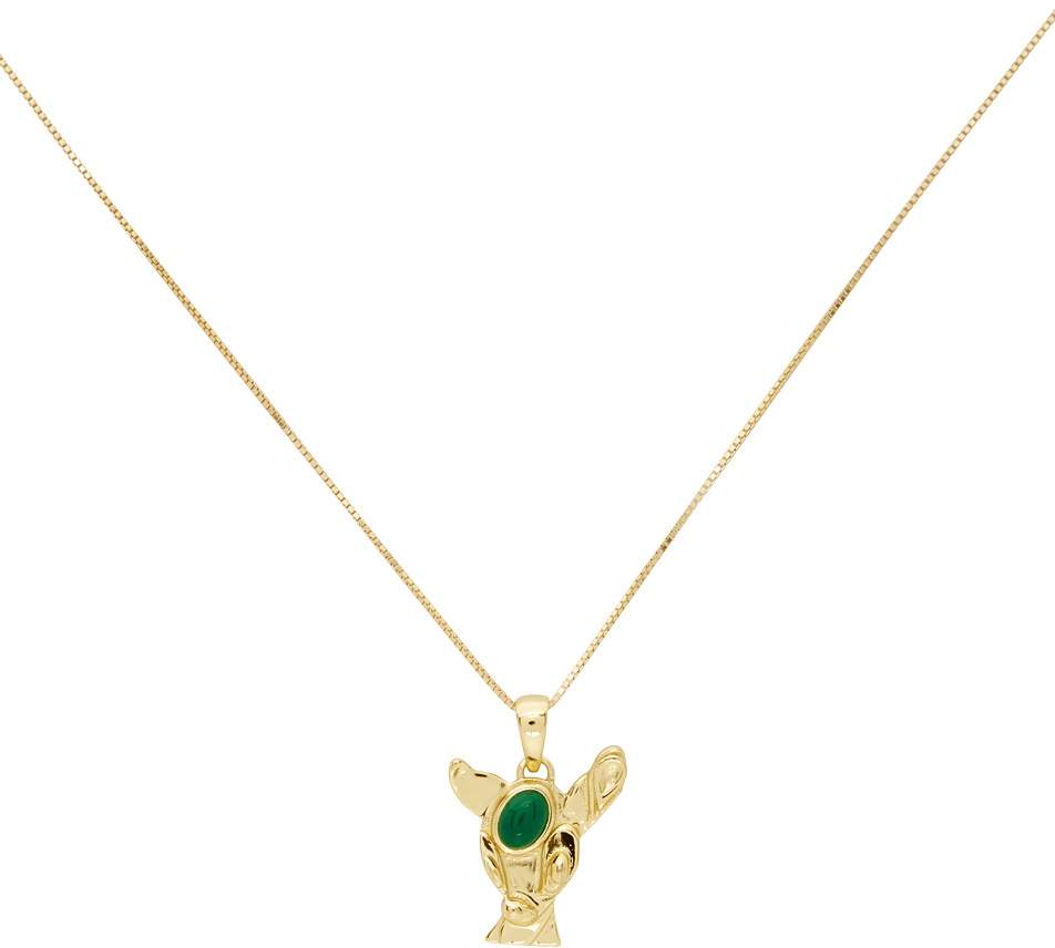 VEERT Gold & Green Deer Necklace