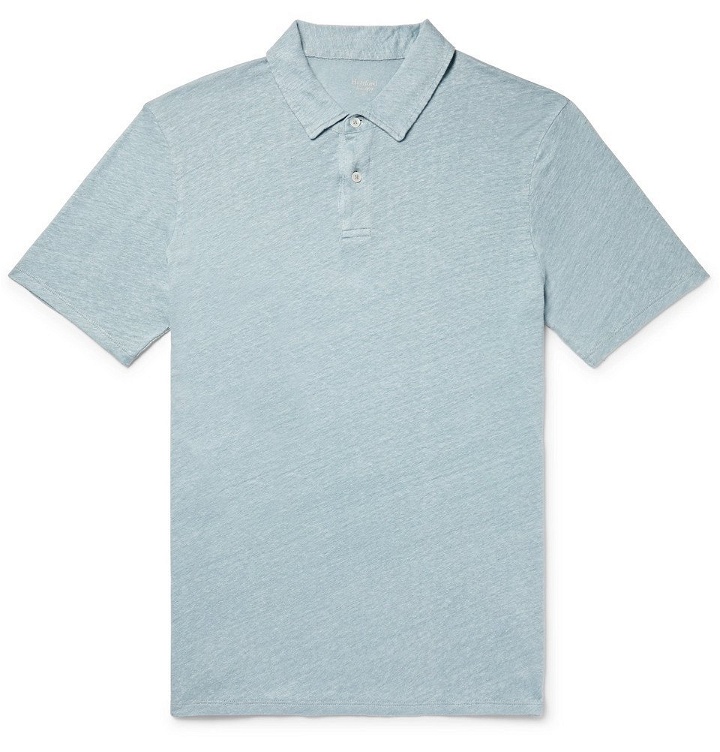 Photo: Hartford - Slub Linen Polo Shirt - Light blue