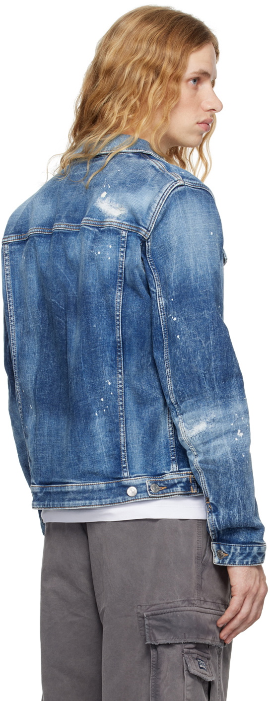 ★Dsquared2★Medium Heritage Rammendo Wash Jean Jacket★ Medium Heritage Rammendo Wash Jean Jacket