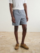 Drake's - Straight-Leg Striped Cotton Drawstring Shorts - Blue