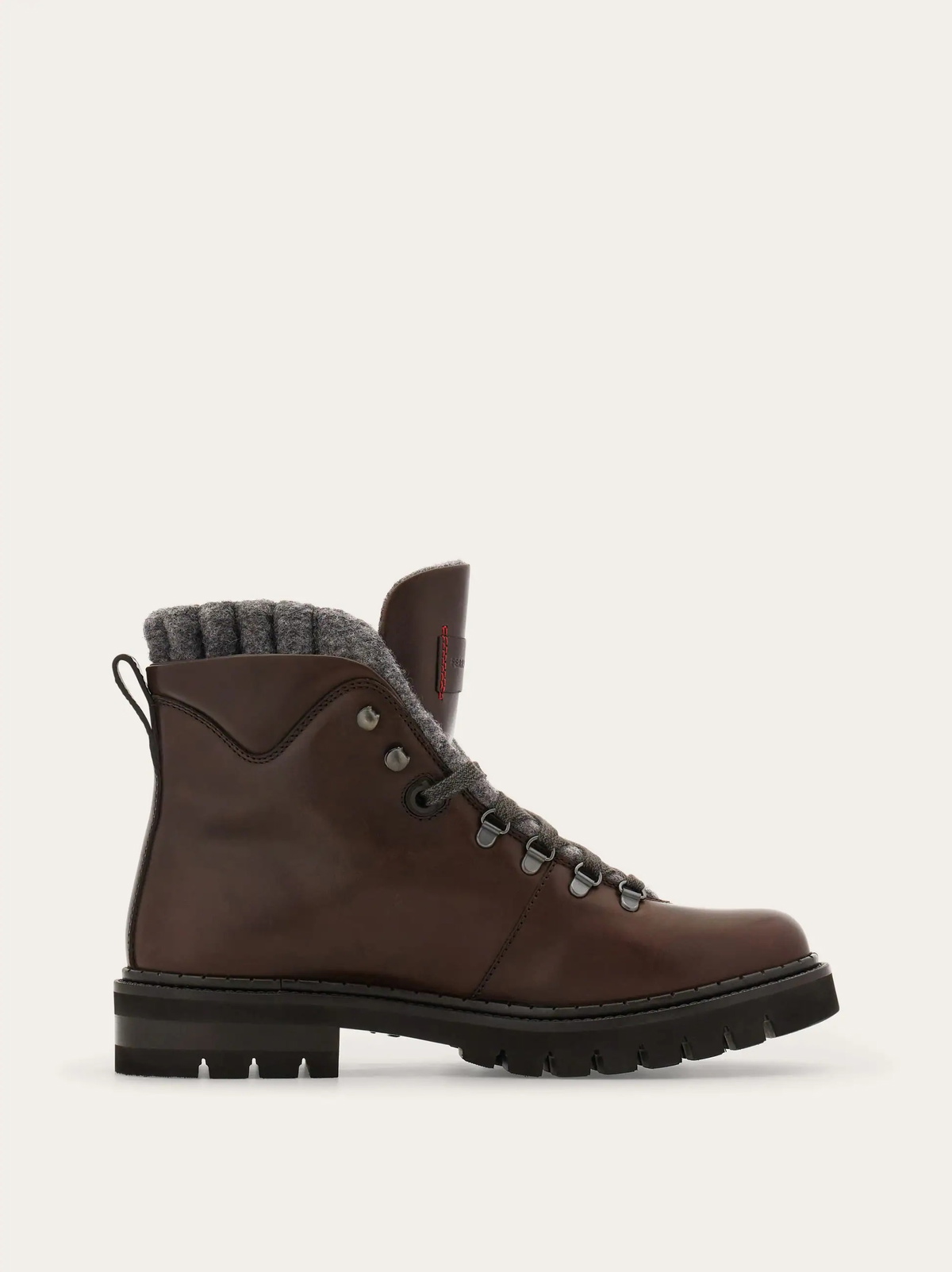 Ferragamo Mens Wool lined utility boot in Brown