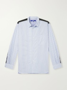 Junya Watanabe - Striped Corduroy and Twill-Trimmed Cotton-Poplin Shirt - Blue
