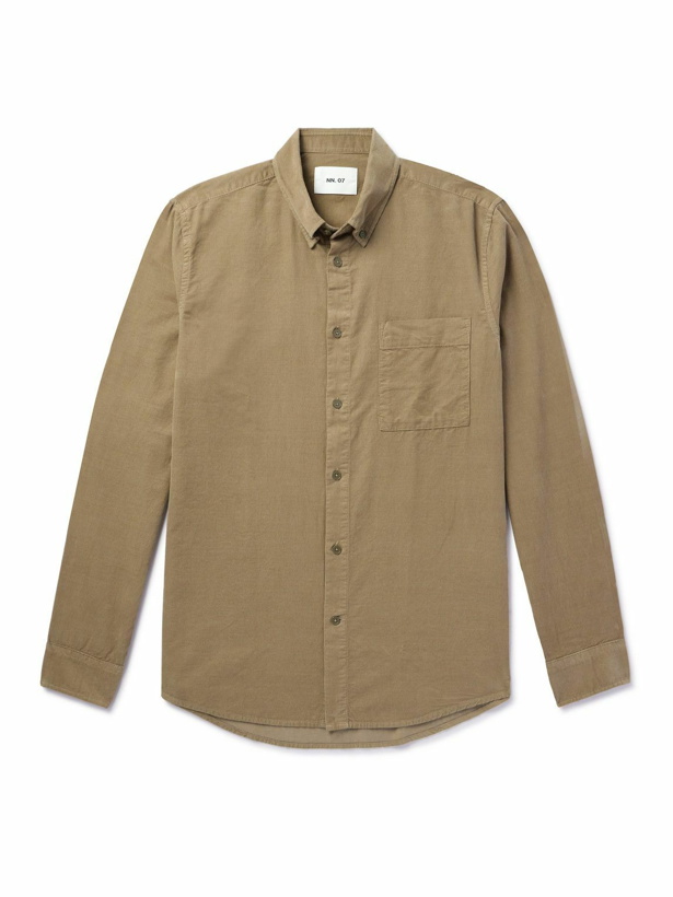 Photo: NN07 - Arne 5082 Button-Down Collar Organic Cotton-Corduroy Shirt - Brown