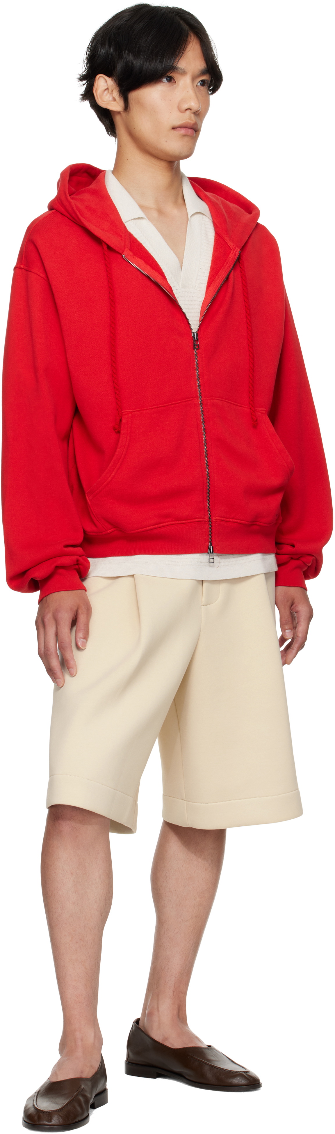 The Elder Statesman Red Daily Zip Hoodie