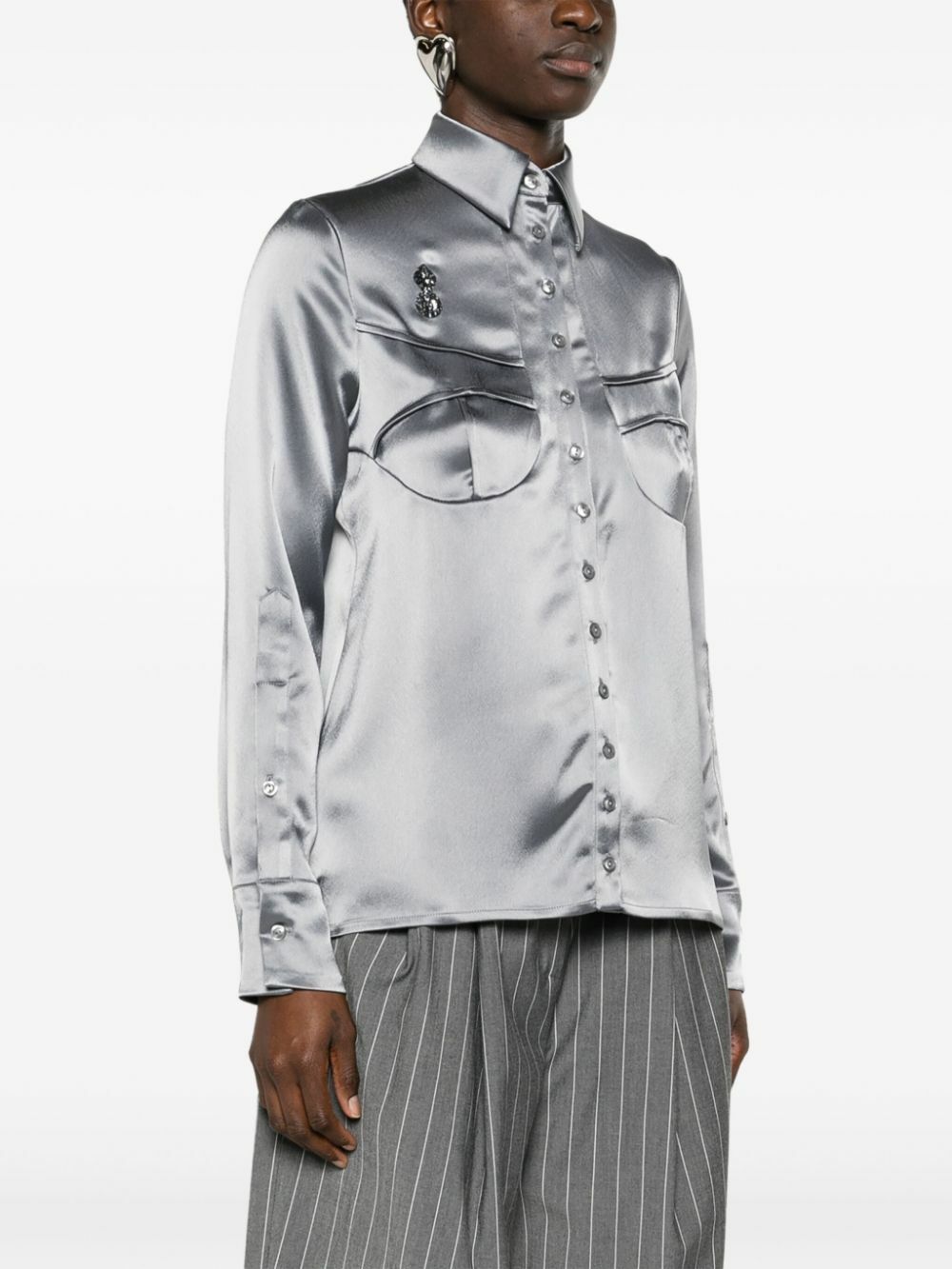 Sinead O'Dwyer Grey Pyjama Satin Shirt