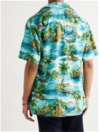 GO BAREFOOT - Outrigger Camp-Collar Printed Cotton Shirt - Blue - M
