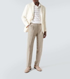 Brunello Cucinelli Striped linen and cotton polo shirt