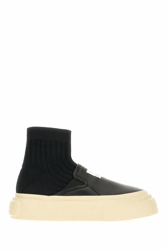 Photo: MM6 Maison Margiela Black Leather And Fabric Sneakers