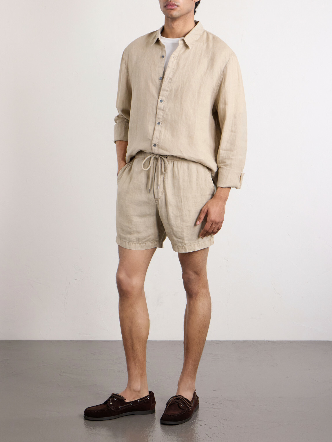James Perse - Straight-Leg Garment-Dyed Linen Drawstring Shorts - Neutrals