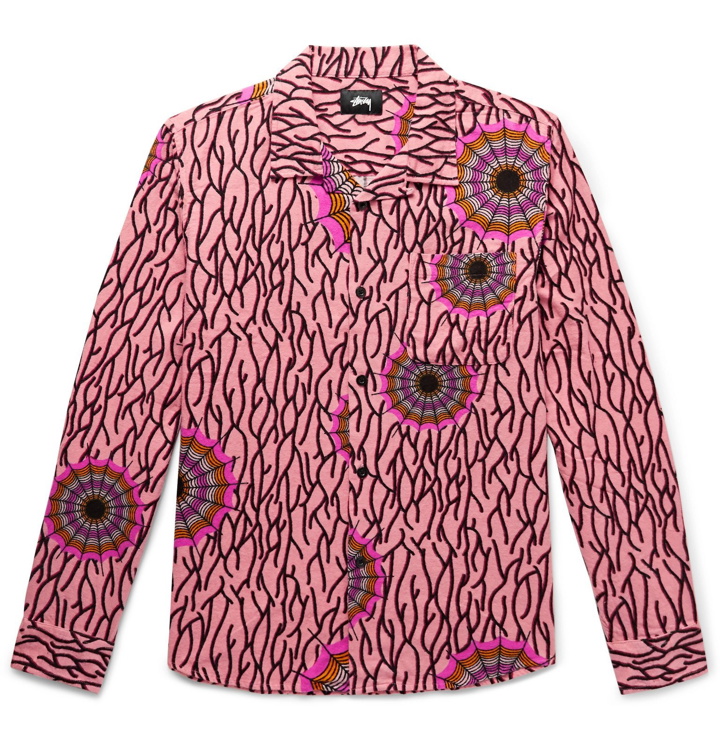 Photo: Stüssy - Camp-Collar Printed Cotton-Flannel Shirt - Pink