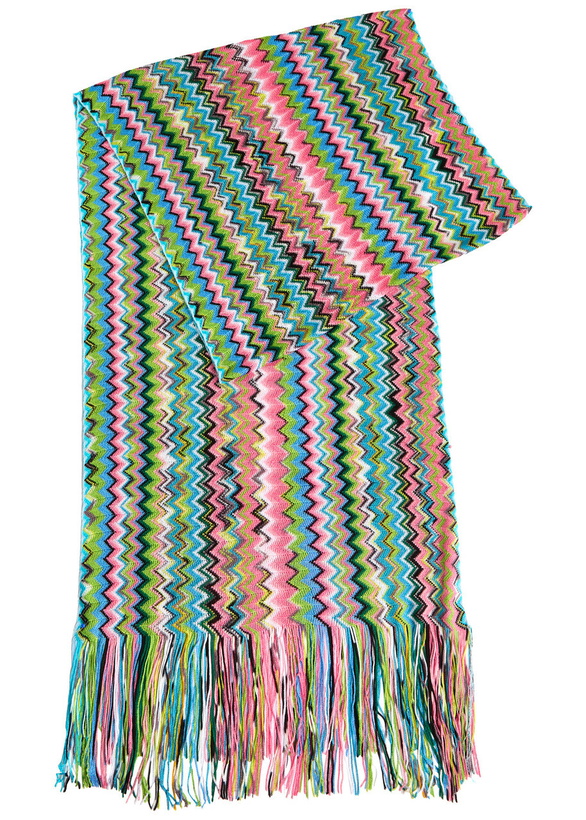 Photo: Missoni Zigzag-intarsia Fine-knit Scarf - Blue - One Size