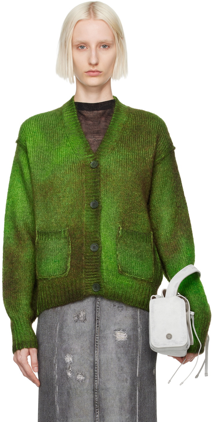 Acne Studios Green Sprayed Finish Cardigan Acne Studios