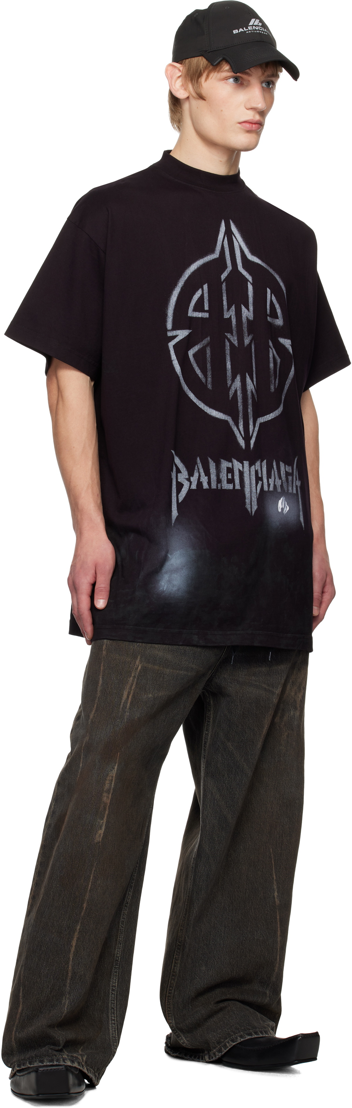 Balenciaga Black Metal BB Stencil T-shirt Balenciaga