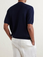 Ralph Lauren Purple label - Textured Silk-Blend T-Shirt - Blue
