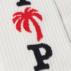Palm Angels Men's I Love PA Sock in White/Black