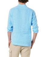 MC2 Saint Barth Man Turquoise Striped Linen Shirt Pamplona