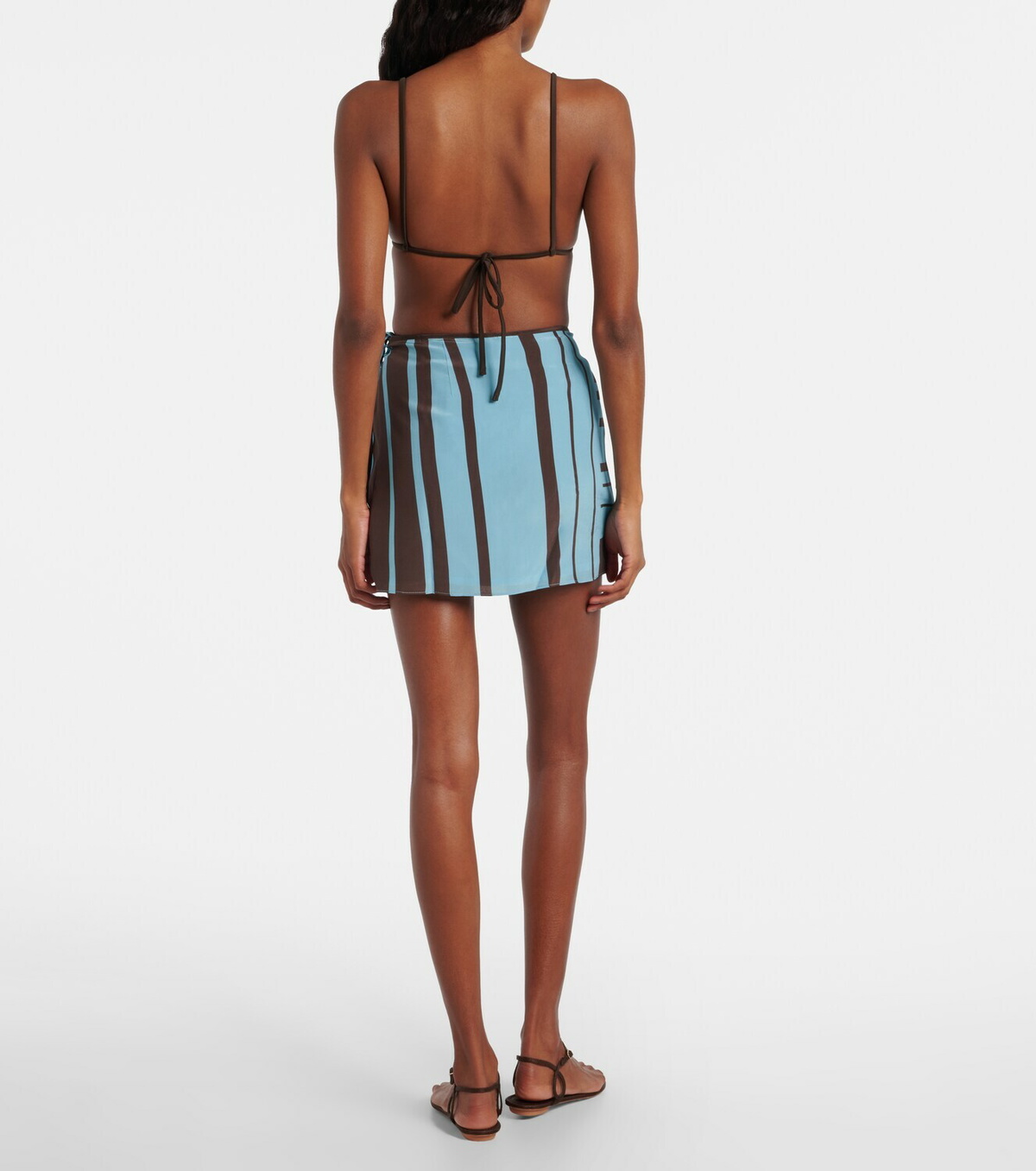 SIR Rioja striped silk crêpe wrap skirt